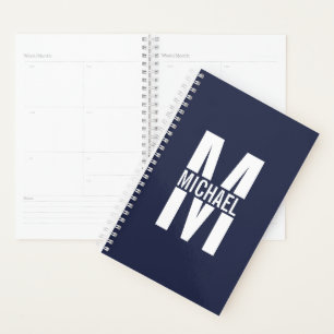 Navy Blue Personalised Monogram and Name Planner