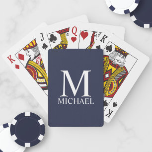 Navy Blue Personalised Monogram and Name Playing Cards