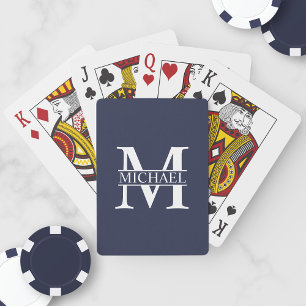 Navy Blue Personalised Monogram and Name Playing Cards