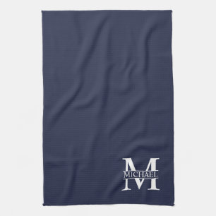 Navy Blue Personalised Monogram and Name Tea Towel