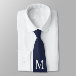 Navy Blue Personalised Monogram and Name Tie