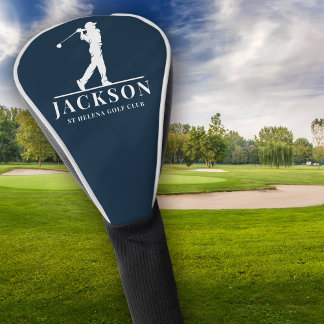 Navy Blue Personalised Monogram Golf Swing Head Cover