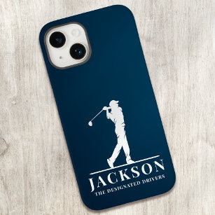 Navy Blue Personalised Monogram Golfer Case-Mate iPhone 14 Case