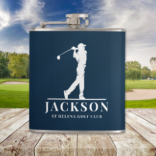 Navy Blue Personalised Monogram Golfer Hip Flask