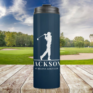 Navy Blue Personalised Monogram Golfer Thermal Tumbler