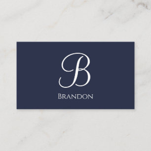Navy Blue Personalised Name and Monogram Business Card