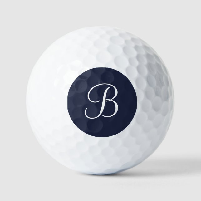 Navy Blue Personalised Name and Monogram Golf Balls (Front)