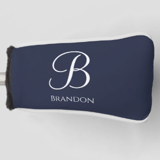 Navy Blue Personalised Name and Monogram Golf Head Cover
