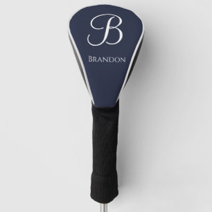 Navy Blue Personalised Name and Monogram Golf Head Cover