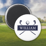 Navy Blue Personalised Name Golf Ball Clubs Magnet<br><div class="desc">Personalise the name to create a great golf gift and keepsake. Designed by Thisisnotme©</div>