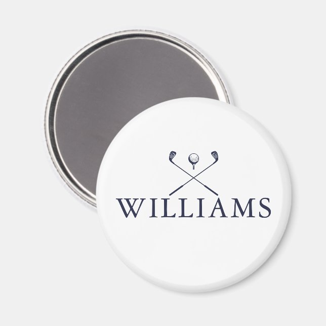 Navy Blue Personalised Name Golf Clubs Magnet (Front/Back)