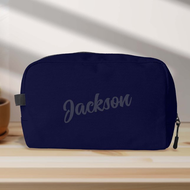 Navy BLue Personalised Name Mens Dopp Kit (Simple Navy Blue Personalized Name Dopp Kit Bag)