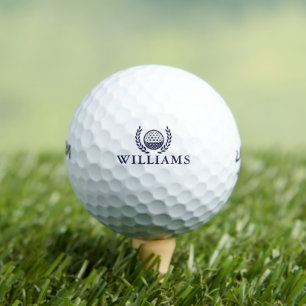 Navy Blue Personalised Name Monogram Wreath Golf Balls
