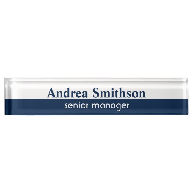 Navy blue personalised name nameplate (Front)