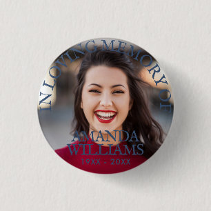 Navy Blue   Personalised Photo Memorial 3 Cm Round Badge