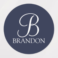 Navy Blue Personalised Script Monogram and Name