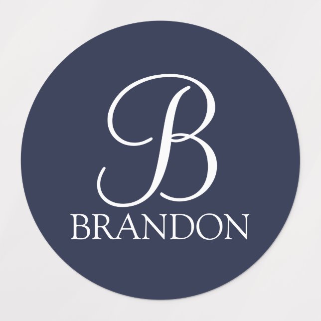 Navy Blue Personalised Script Monogram and Name (Design 2)