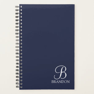 Navy Blue Personalised Script Monogram and Name Planner