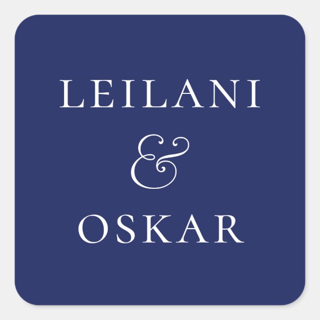 Navy Blue Personalised Square Sticker (Front)