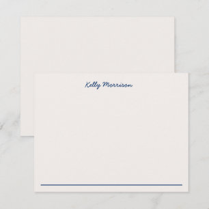 Navy Blue Personalised Stationery Ivory Card