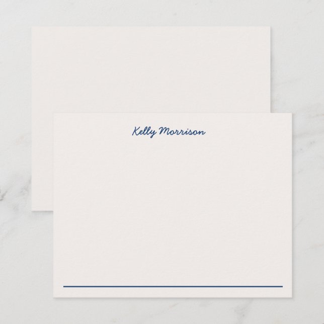 Navy Blue Personalised Stationery Ivory Card (Front/Back)