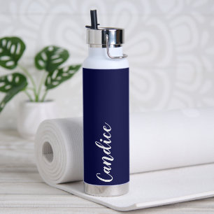Navy Blue Personalised Wedding Bridesmaid Water Bottle