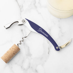 Navy Blue Personalised Wedding Groomsman Corkscrew