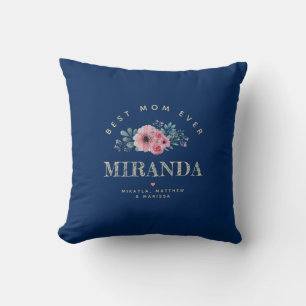 Navy Blue Personalized Best Mom Ever Mother's Day Cushion