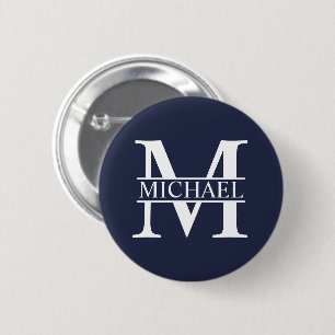 Navy Blue Personalized Monogram and Name 6 Cm Round Badge