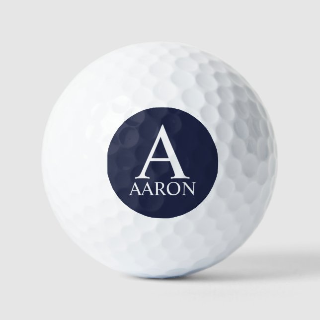 Navy Blue Personalized Monogram and Name Golf Balls (Front)