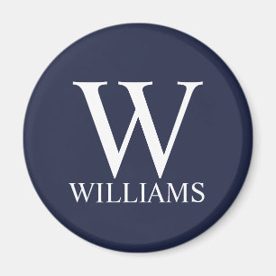 Navy Blue Personalized Monogram and Name Magnet