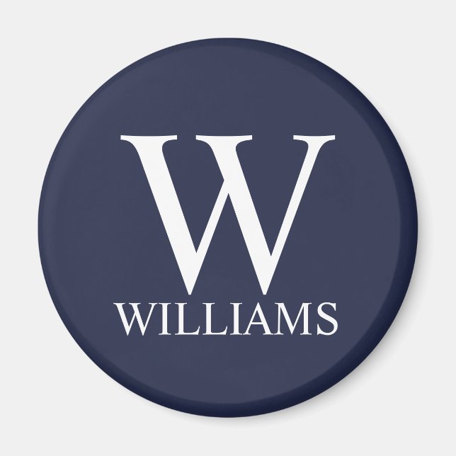 Navy Blue Personalized Monogram and Name Magnet (Front)