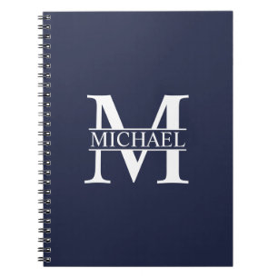 Navy Blue Personalized Monogram and Name Notebook
