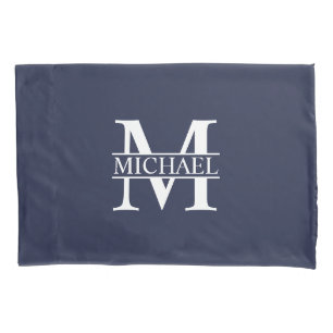 Navy Blue Personalized Monogram and Name Pillowcase