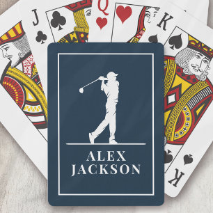 Navy Blue Personalized Monogram Golfer Playing Cards