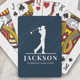 Navy Blue Personalized Monogram Golfer Playing Cards