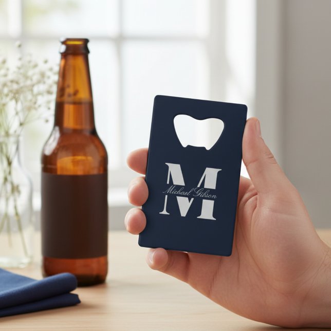 Navy Blue | Personalized Monogram Groomsmen  (Navy Blue | Personalized Monogram Groomsmen Credit Card Bottle Opener)