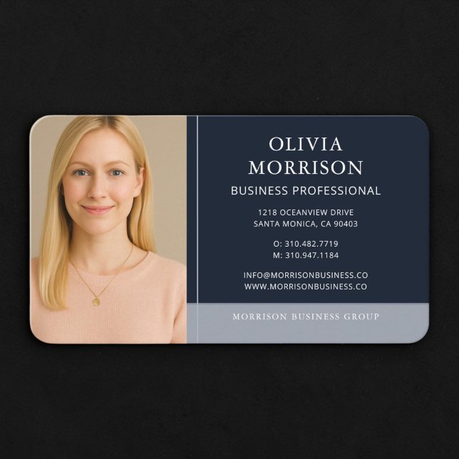 Navy Blue Photo  Business Card (Creator Uploaded)