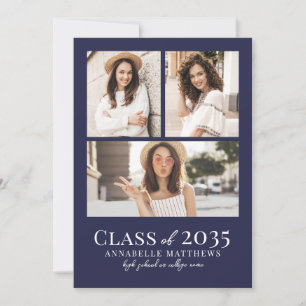 Navy Blue Photo Graduation Party Invitation