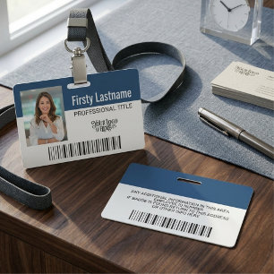 Navy Blue Photo Logo Corporate ID Badge