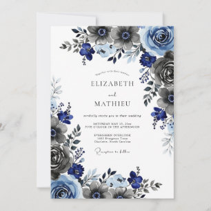 Navy Blue Picturesque Winter Wedding Invitation