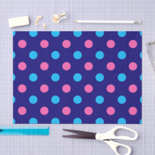 Navy Blue Pink Cyan Polka Dot Pattern Tissue Paper
