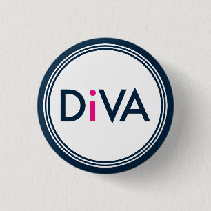 Navy-blue & Pink Diva-Text Design 3 Cm Round Badge