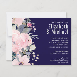 Navy Blue Pink Floral Modern Wedding Budget