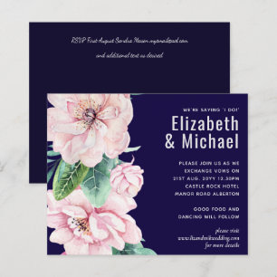 Navy Blue Pink Floral Modern Wedding Budget