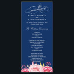Navy Blue Pink Floral Wedding Program Template<br><div class="desc">Navy Blue Pink Floral Wedding Program Template Card. 
(1) For further customisation,  please click the "customise further" link and use our design tool to modify this template. 
(2) If you need help or matching items,  please contact me.</div>