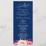 Navy Blue Pink Floral Wedding Program Template<br><div class="desc">Navy Blue Pink Floral Wedding Program Template Card. 
(1) For further customisation,  please click the "customise further" link and use our design tool to modify this template. 
(2) If you need help or matching items,  please contact me.</div>