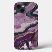 Navy Blue Pink Marble Agate Gold Glitter Glam #1 