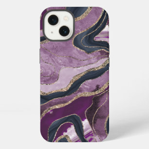Navy Blue Pink Marble Agate Gold Glitter Glam #1 iPhone 13 Case