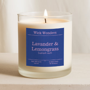 Navy Blue Pink Minimalistic Candle Making Label